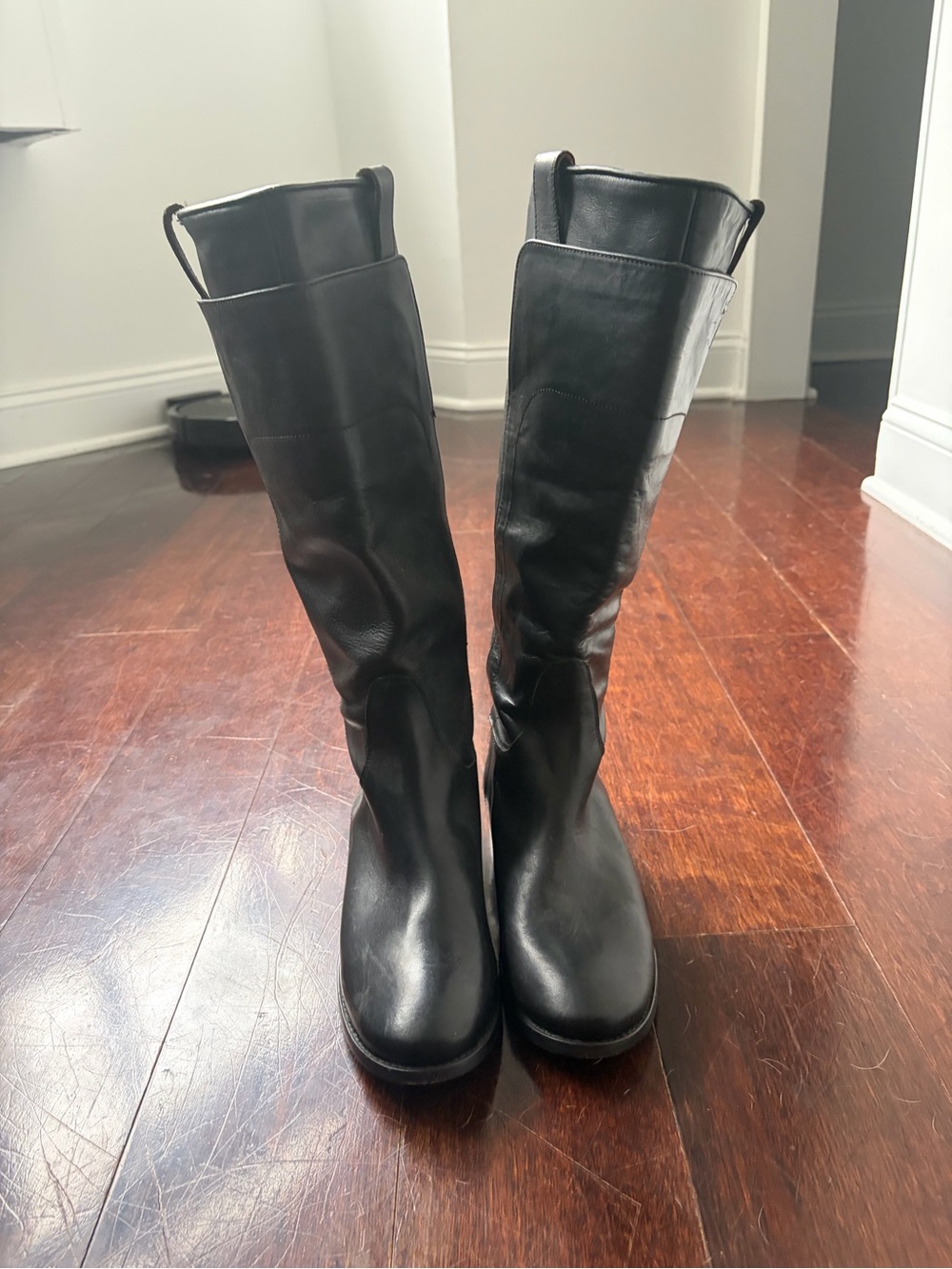 Frye Black Leather Knee-High Riding Boots